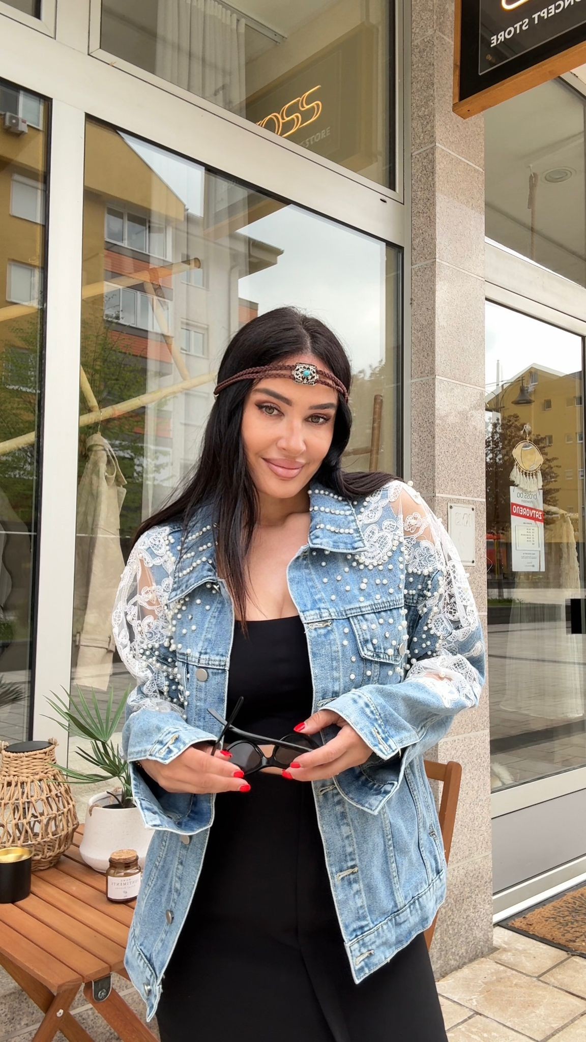 Boho Pearl Denim Jacket